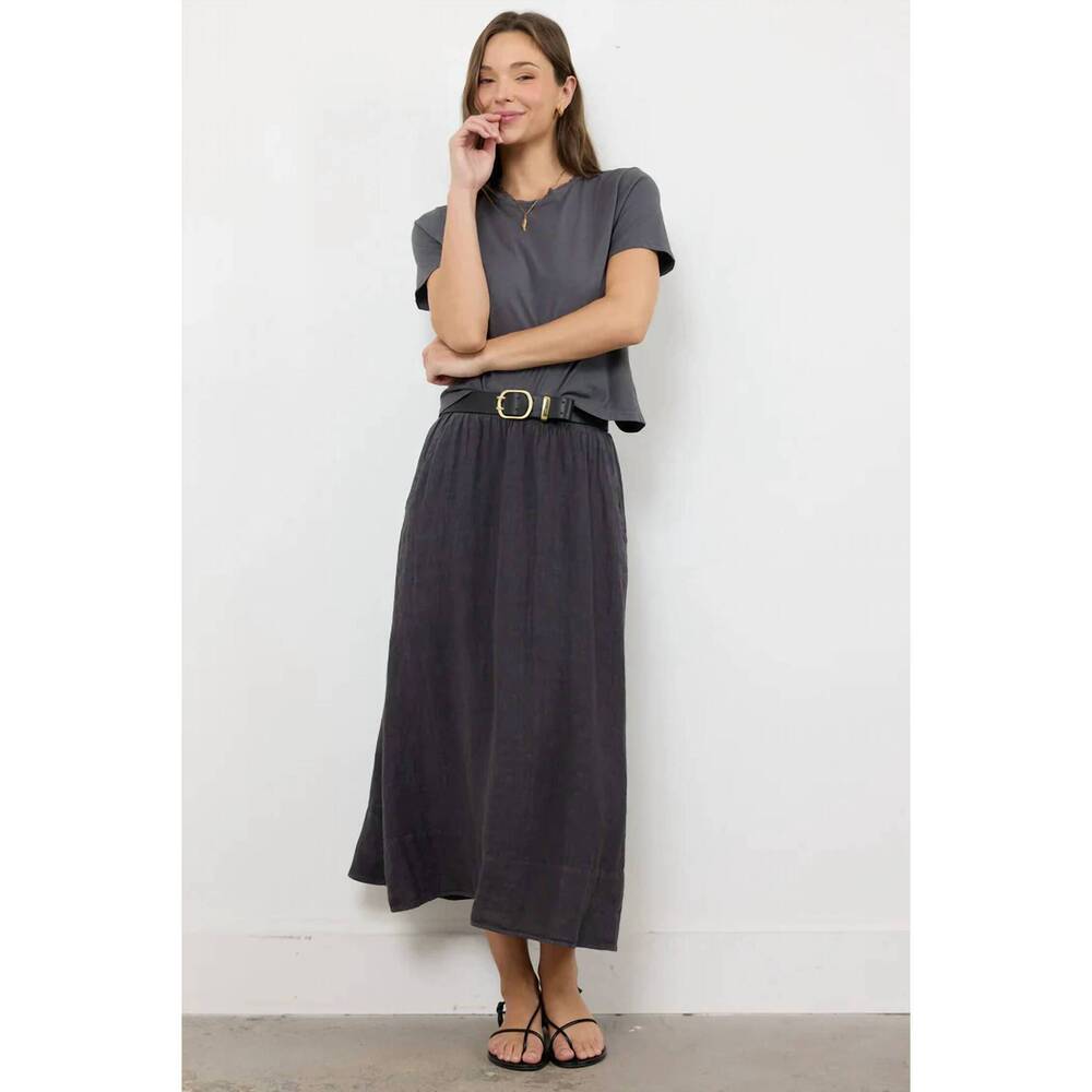 NEW LAMADE calla linen skirt in charcoal - Picture 1 of 4